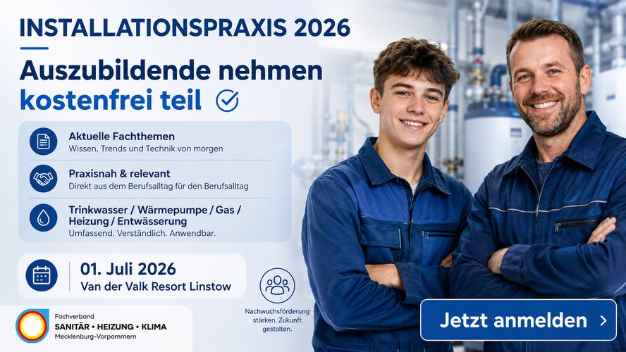 Titelbild zum News-Artikel 8. Installationspraxis am 1. Juli 2026: Auszubildende nehmen kostenfrei teil